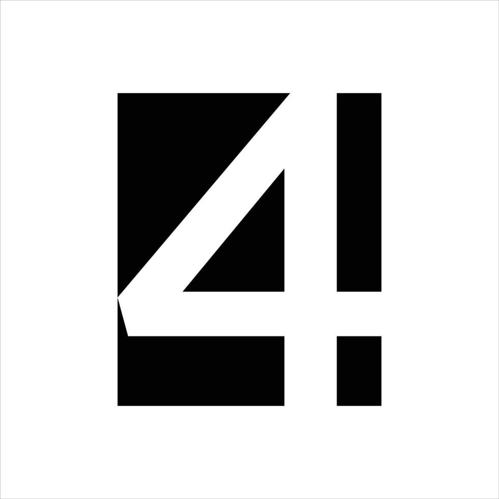 number 4 minimal logo icon design template vector