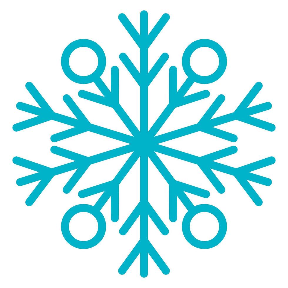 Blue snowflake flat icon isolated on white background. vector