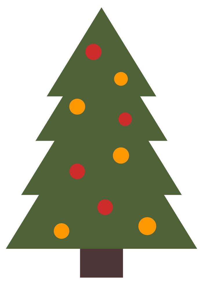 Christmas tree with decorations flat icon isolated on white background. vector