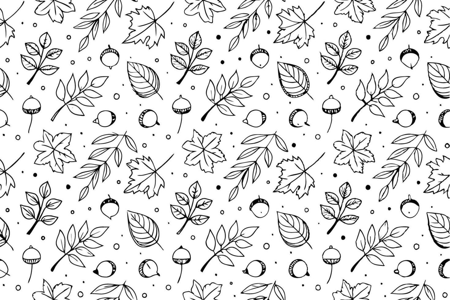 Seamless background of autumn leaves in doodle style Background of hand drawn leaves for textiles or book covers wallpaper design graphics print hobbies invitations vector