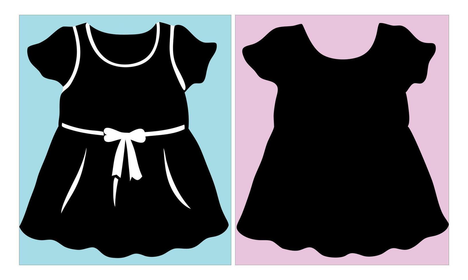 Baby girls black dress design front and back view vector
