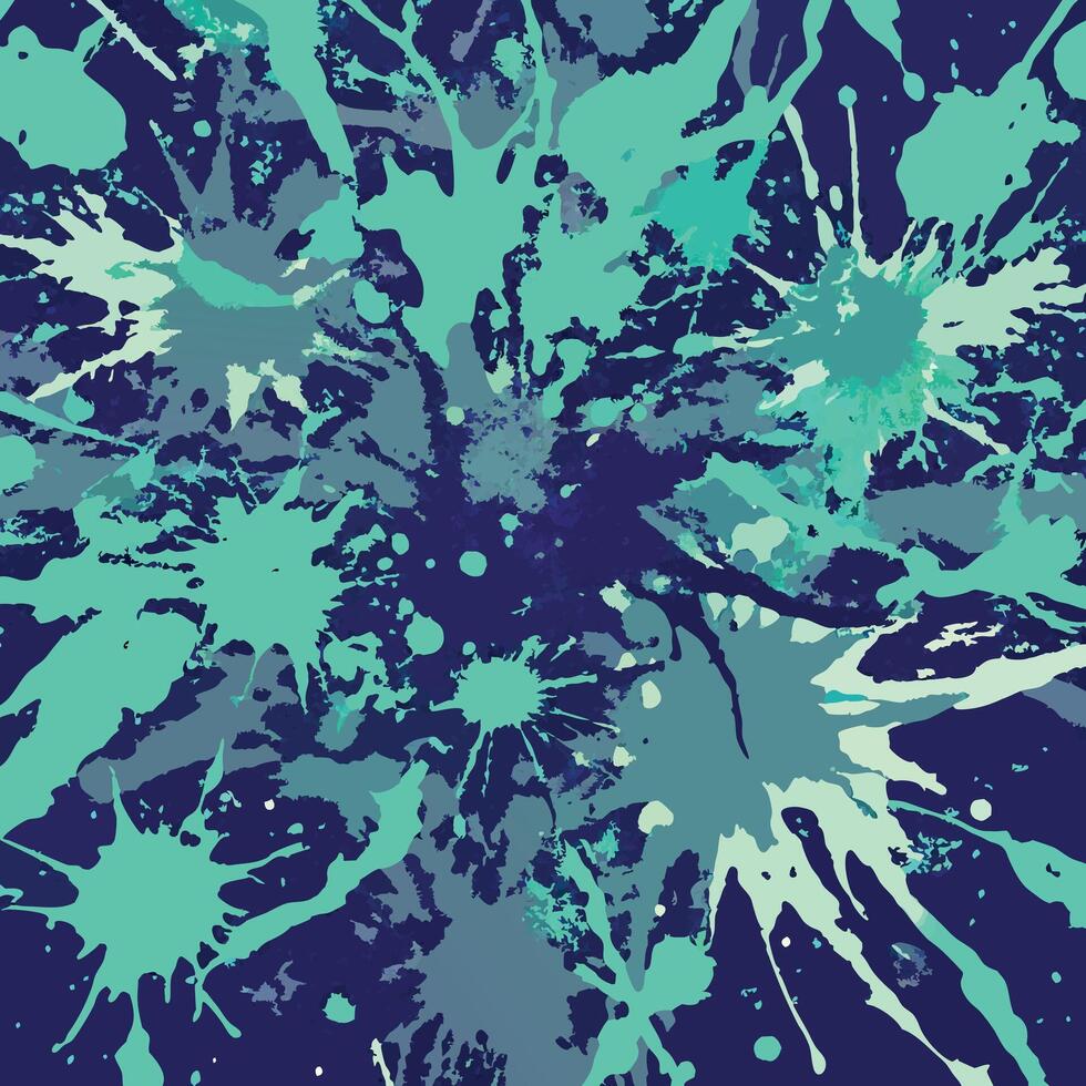 Blue and green paint splashes on a dark background vector