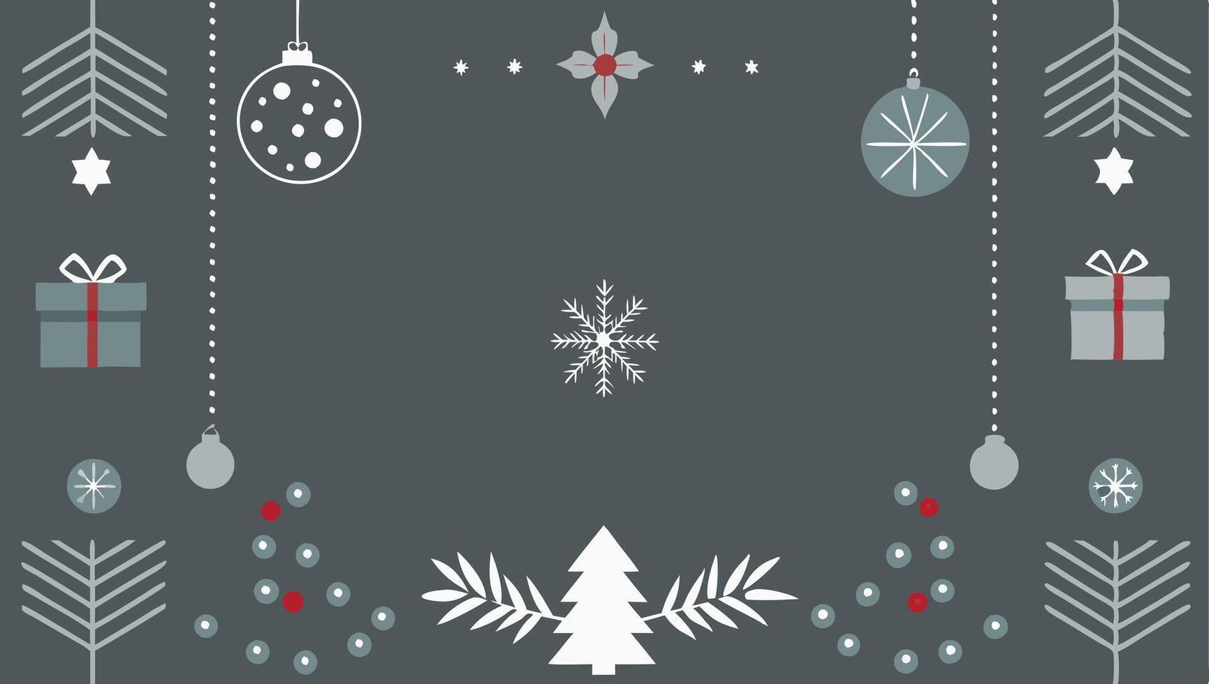 A gray background with Christmas decorations vector