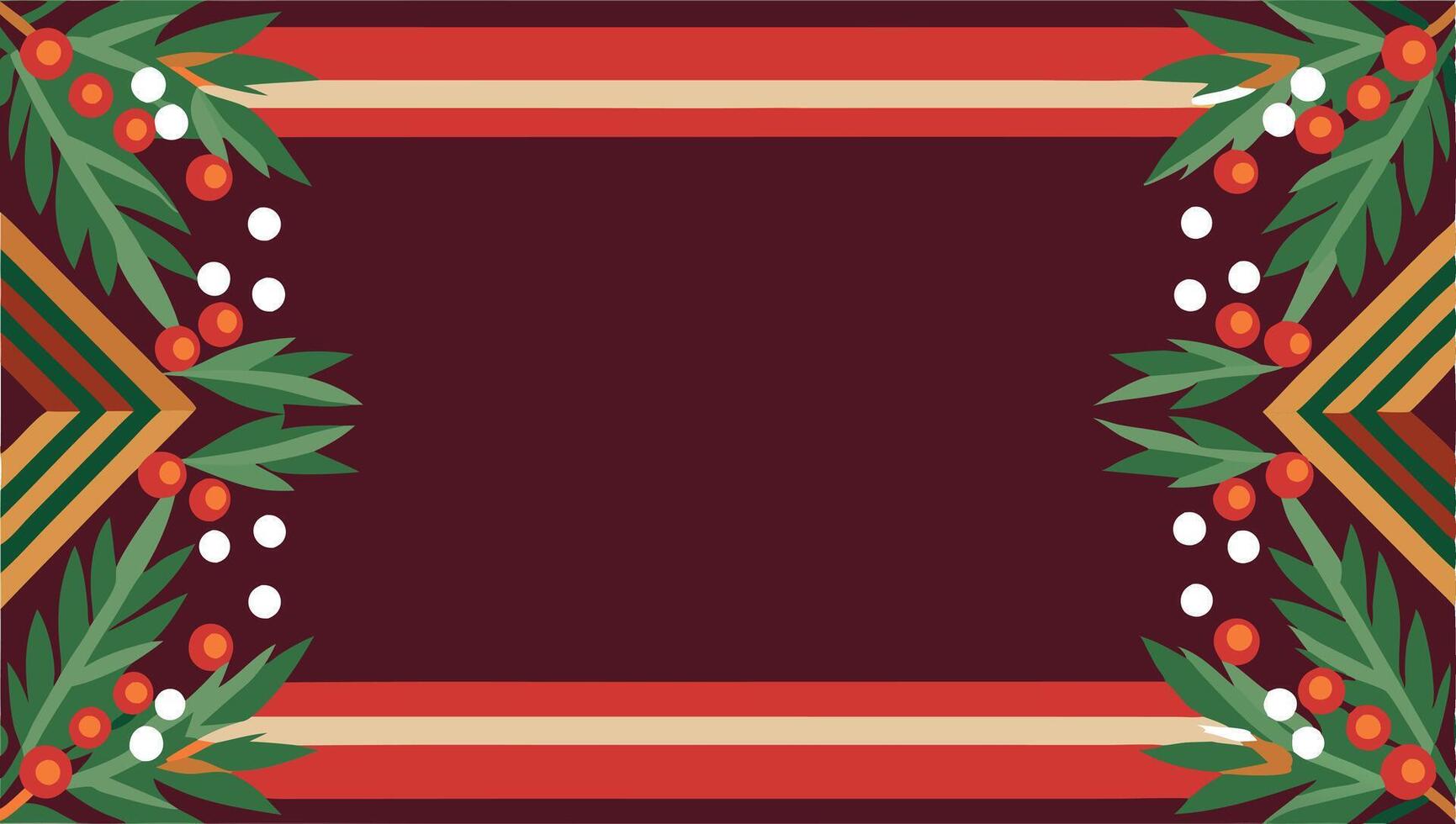 Christmas background with berries and leaves vector