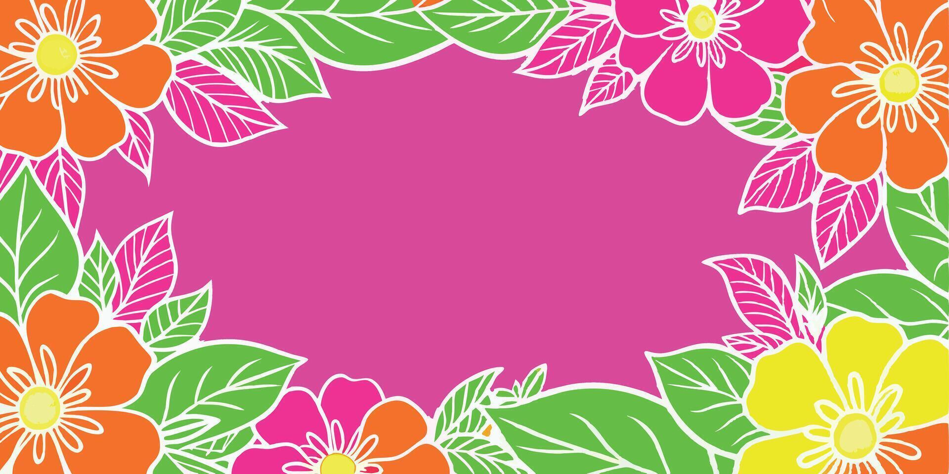 Flowers on pink background with space for text vector