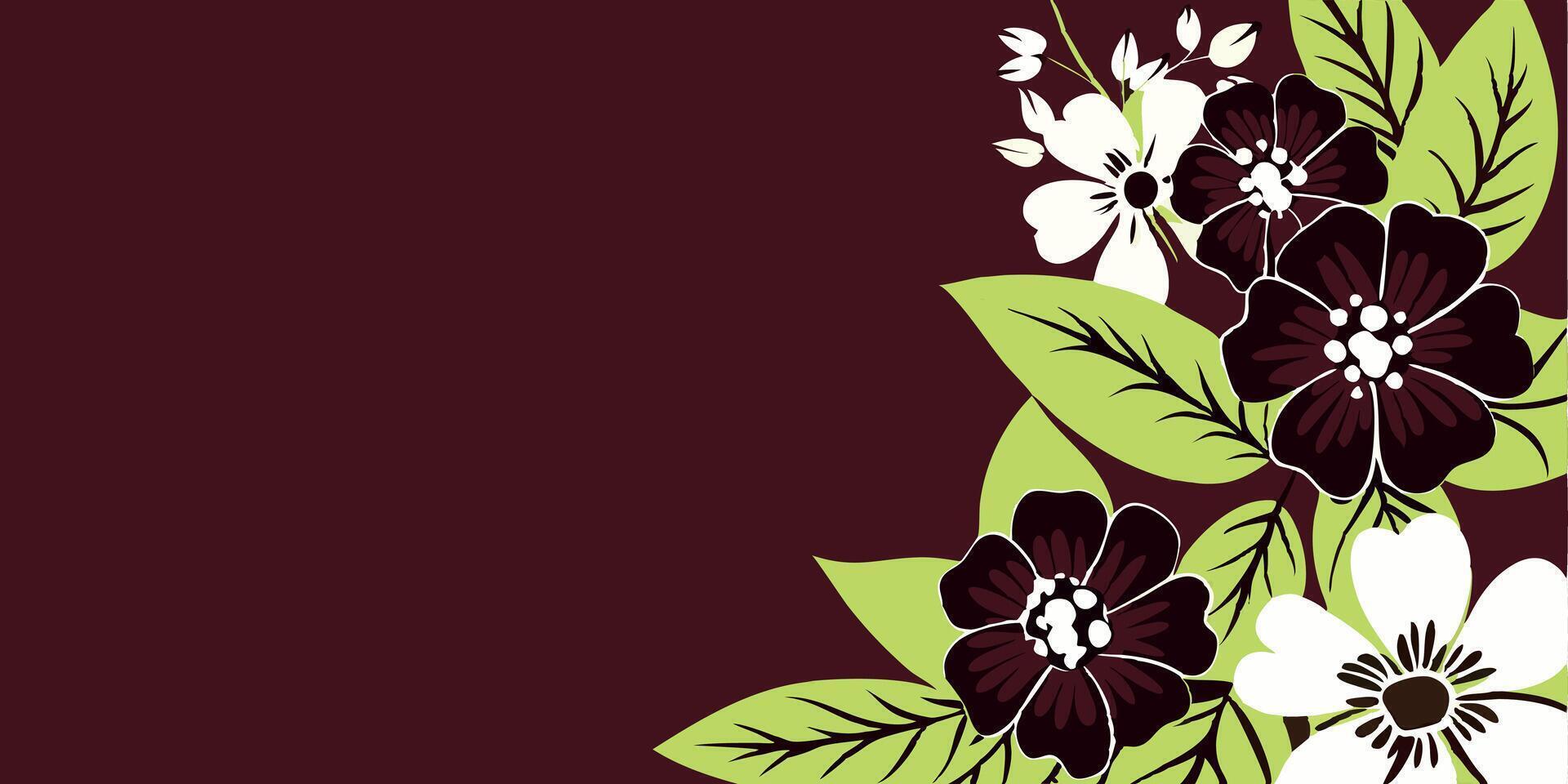 Flowers on a dark background with white and black flowers vector