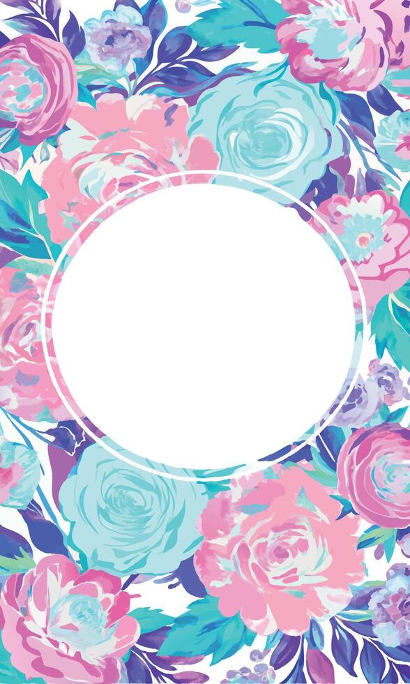 Elegant Hand Drawn Floral Background with free space for text in the middle vector