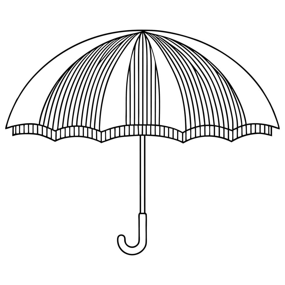Umbrella or rain shield outline coloring book page line art drawing vector