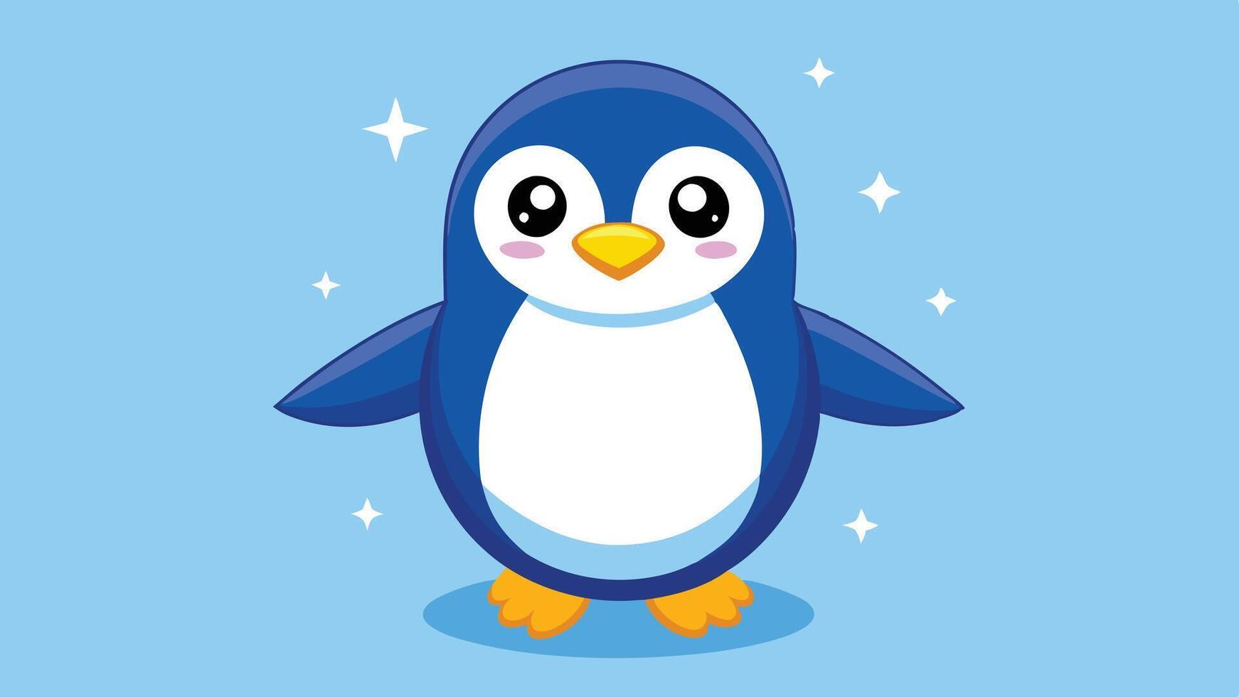 a cartoon penguin on a blue background vector