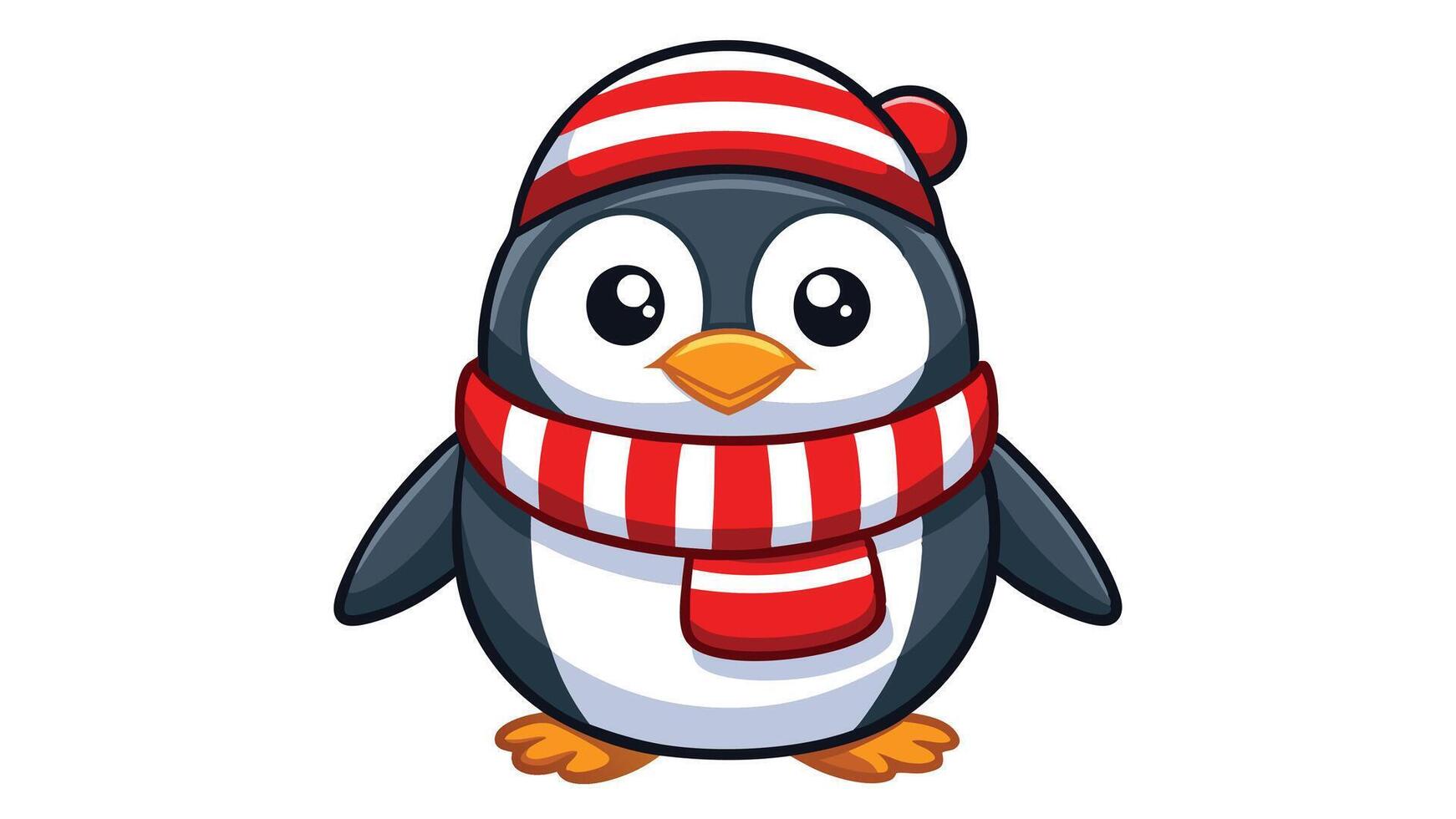 a cartoon penguin wearing a red and white scarf vector