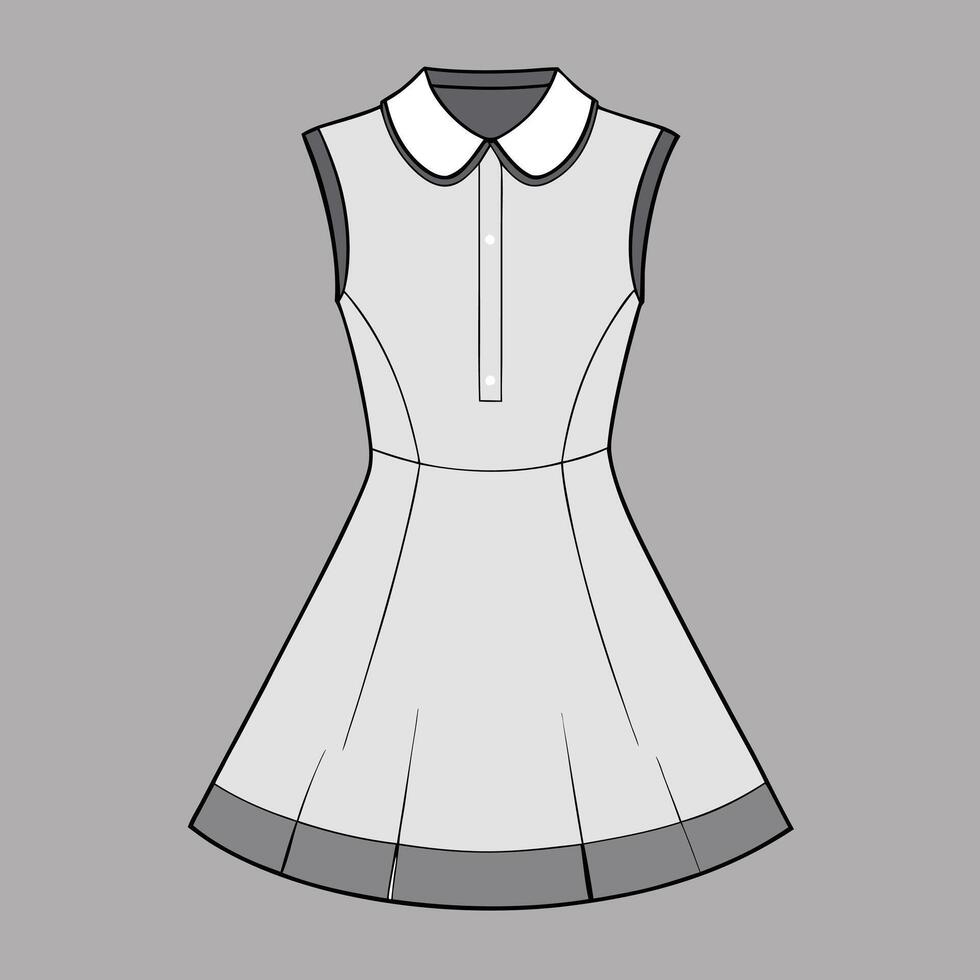a dress with a collar and collarless collar vector