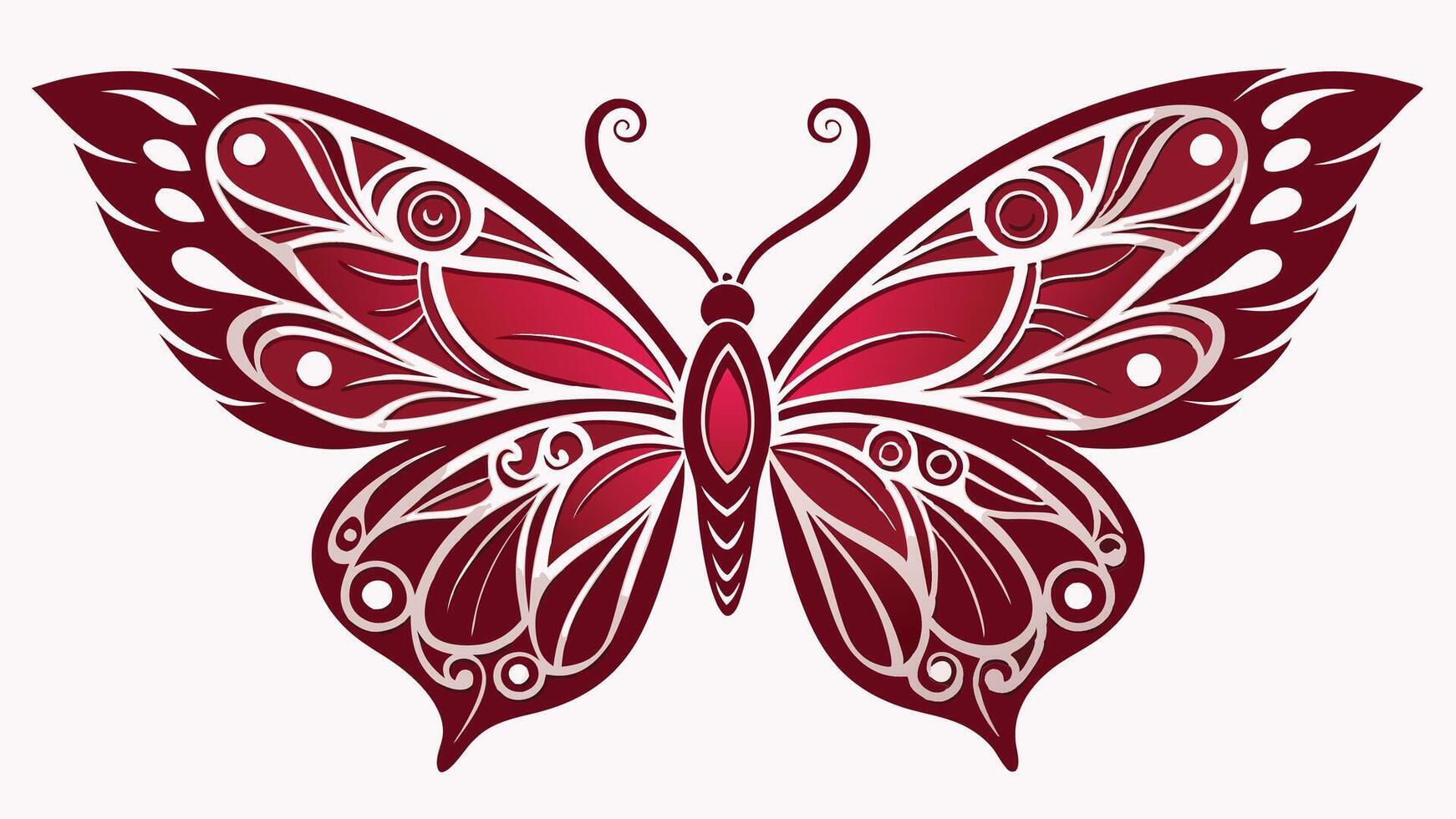 a red butterfly with a pattern on it vector