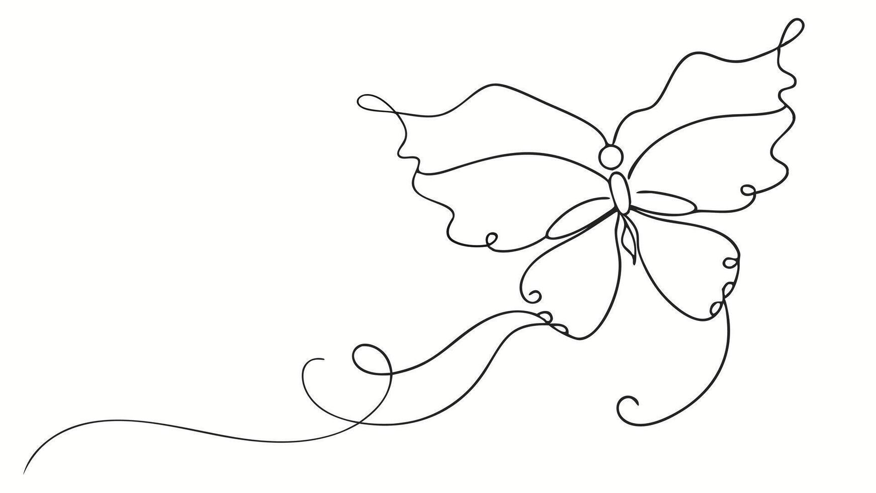 a continuous line drawing of a butterfly vector
