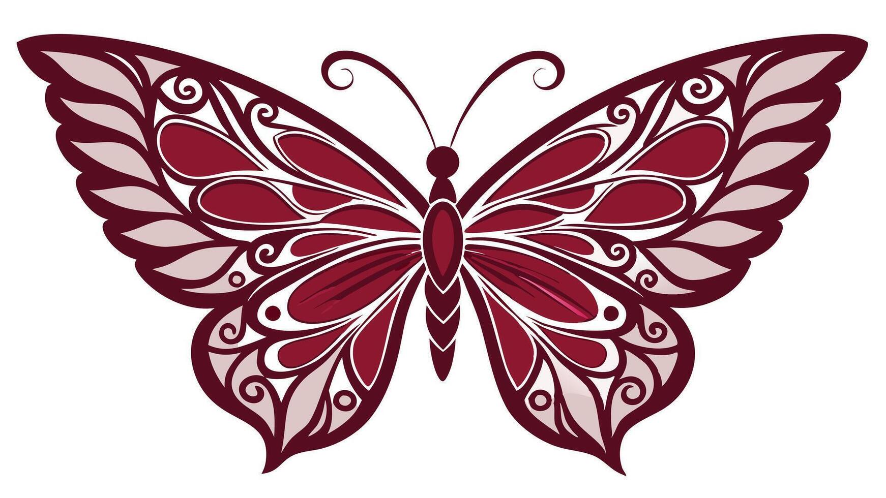 a red and white butterfly with a pattern on it vector
