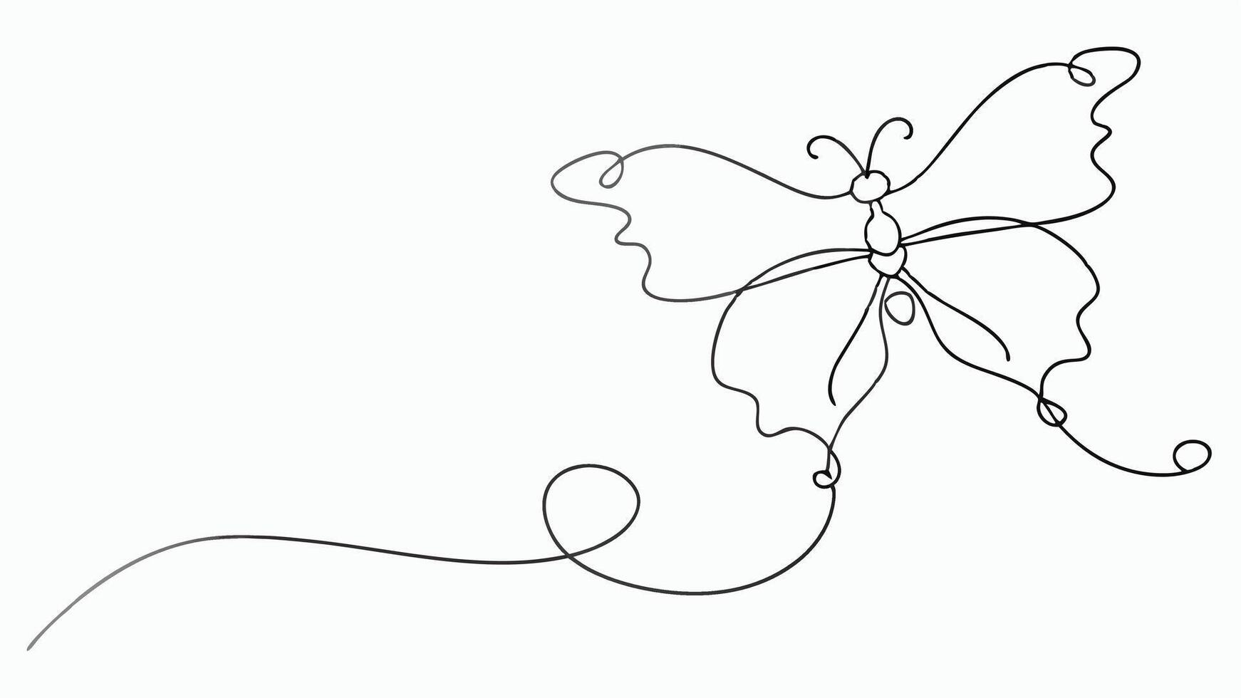 a line drawing of a butterfly with a long tail vector
