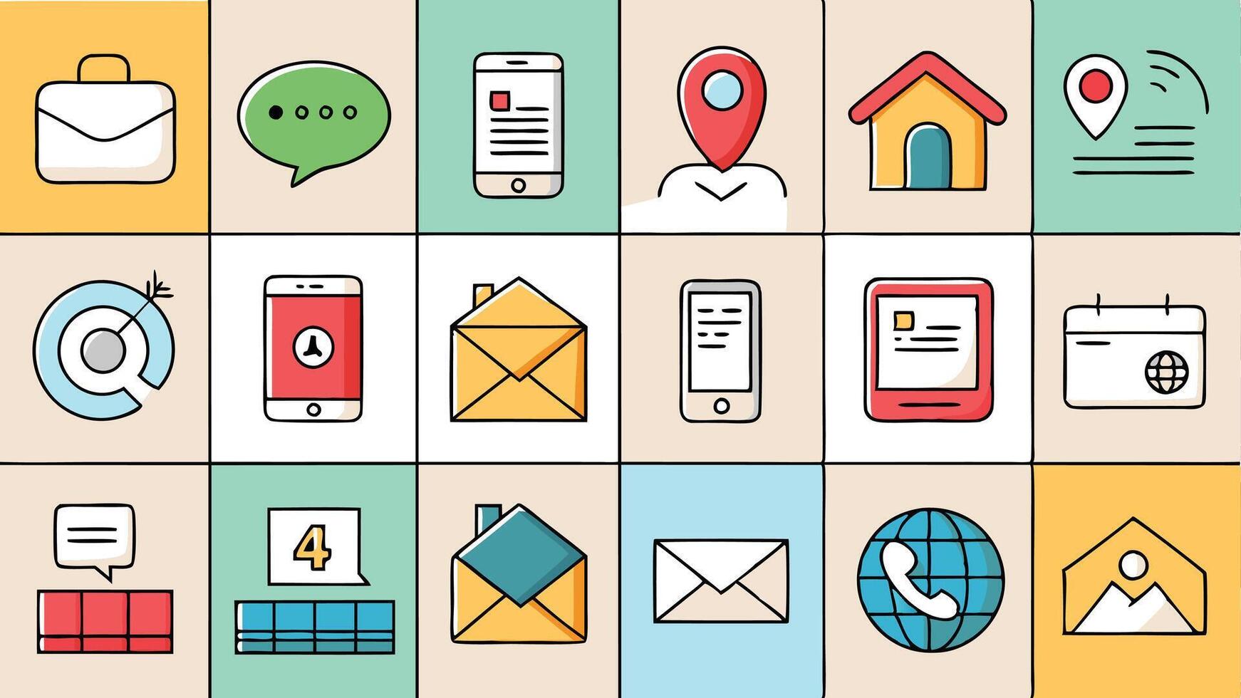 a set of icons depicting various types of communication vector