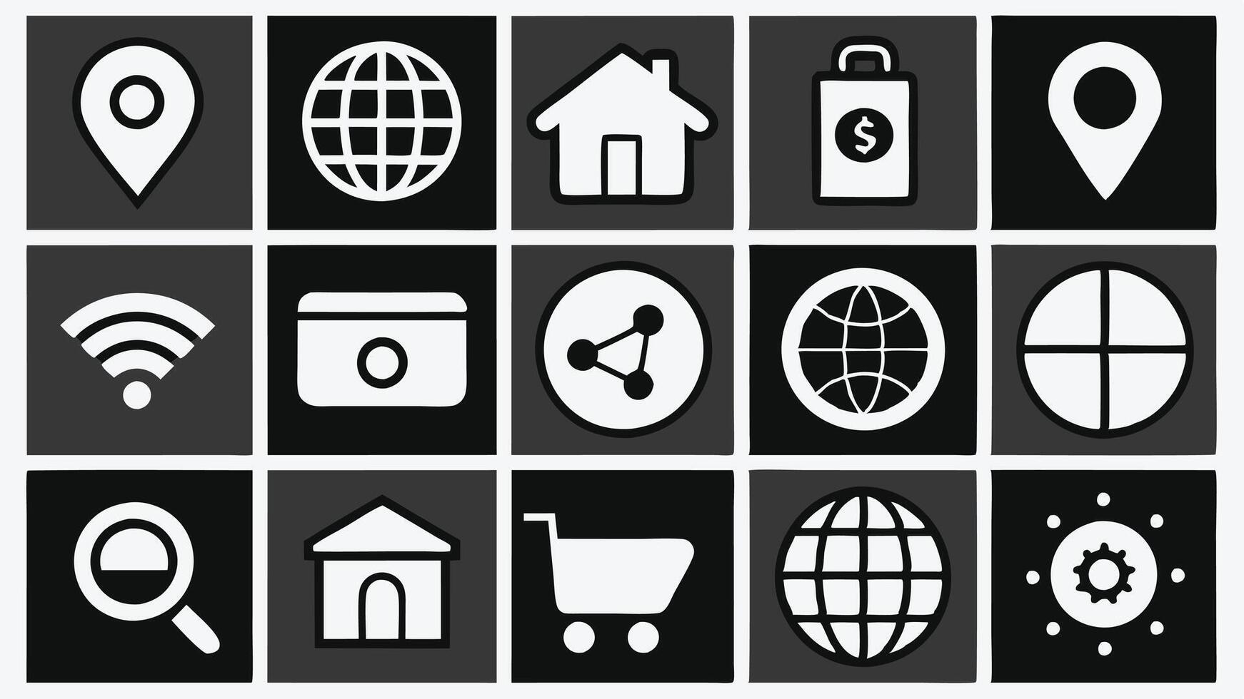 icons set of internet and web related icons vector
