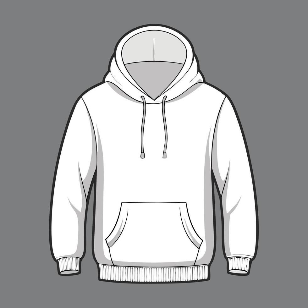 a white hoodie with a hood on it vector