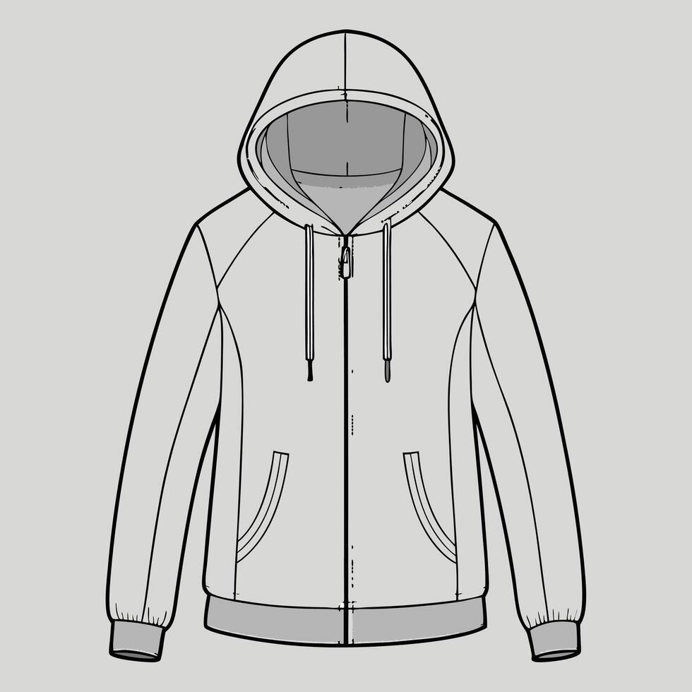 a drawing of a hooded jacket vector