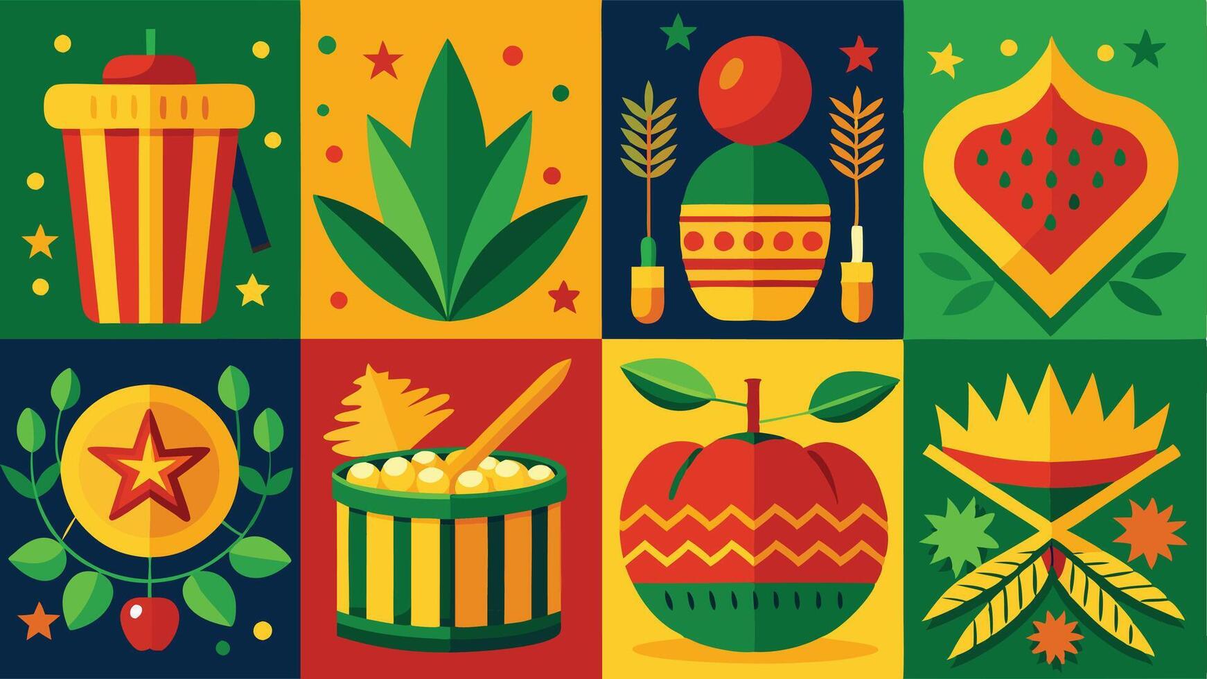 a colorful set of icons depicting various types of food vector