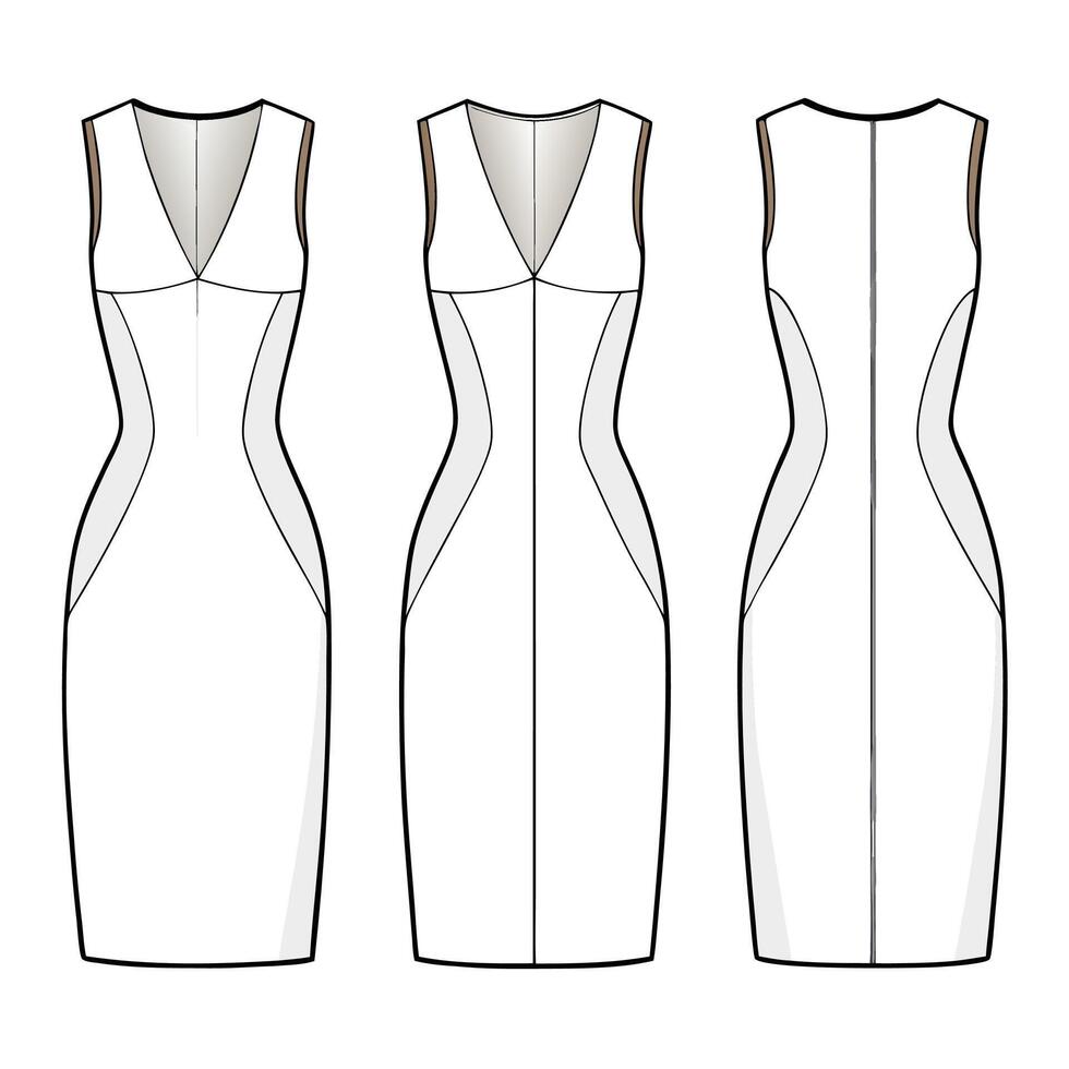the front and back view of a dress vector