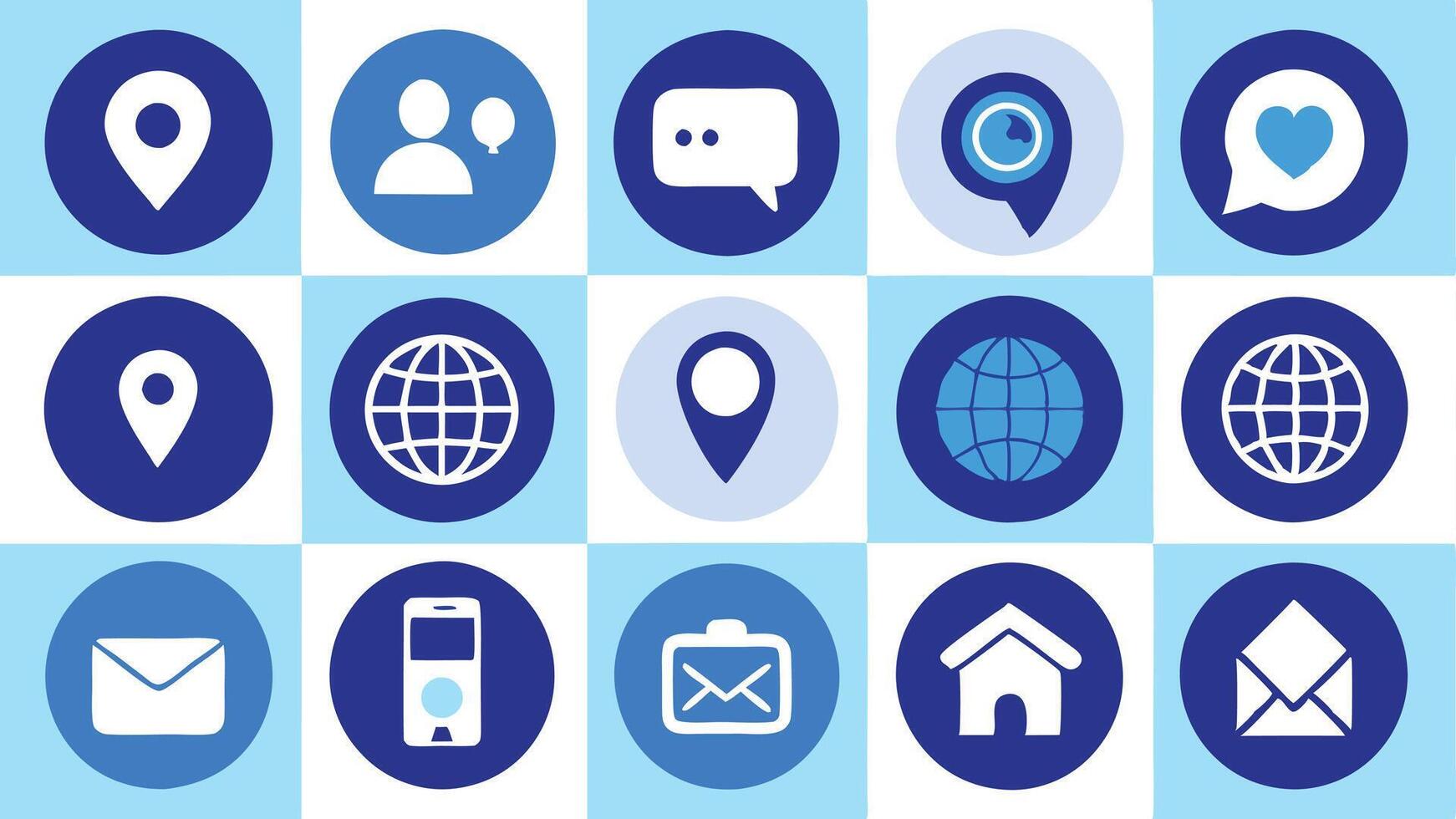 a set of blue social icons on a blue background vector