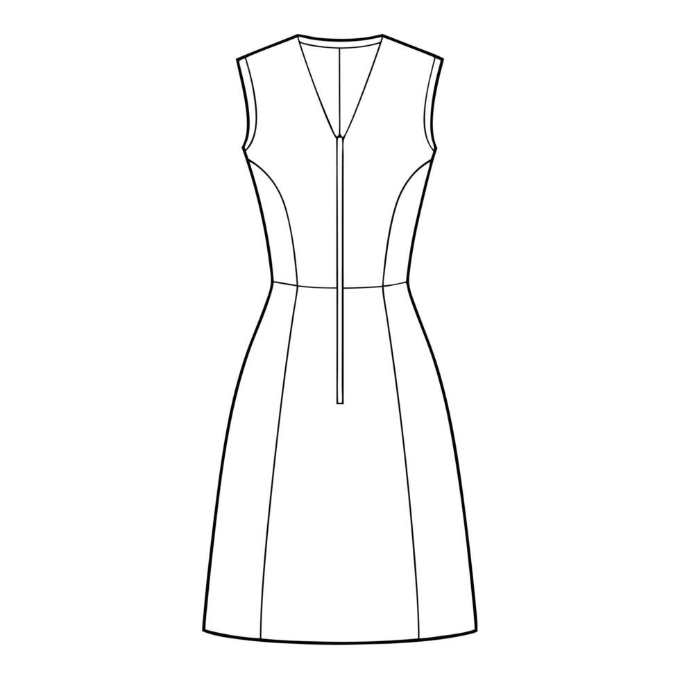 a drawing of a dress with a zipper vector