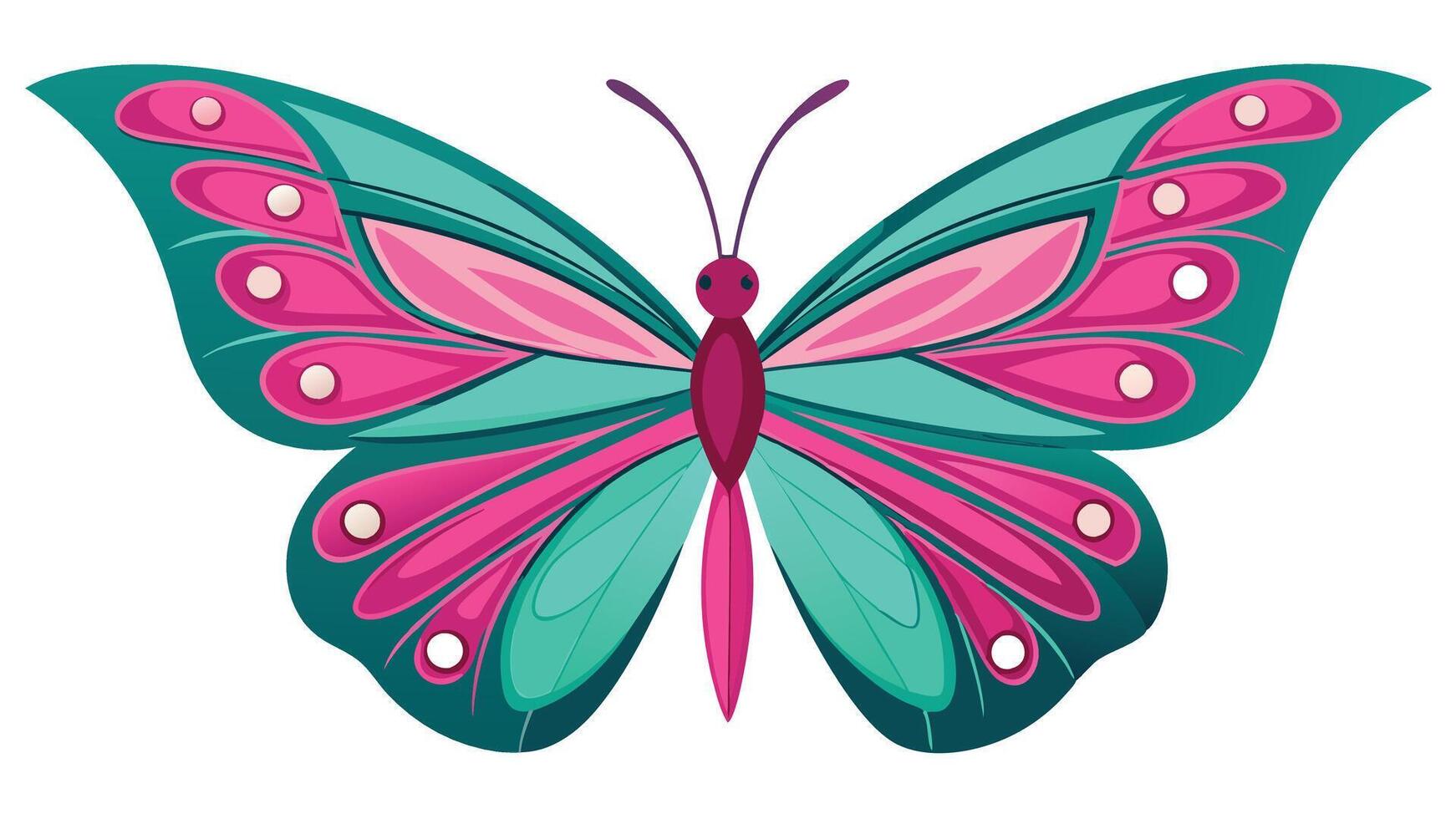 a colorful butterfly with pink and blue wings vector