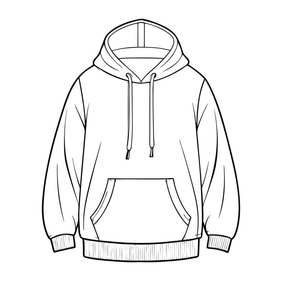 a hoodie is drawn in outline style vector