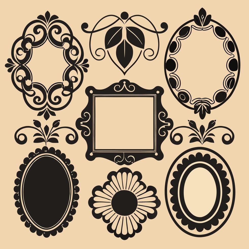 set of vintage frames and frames vector