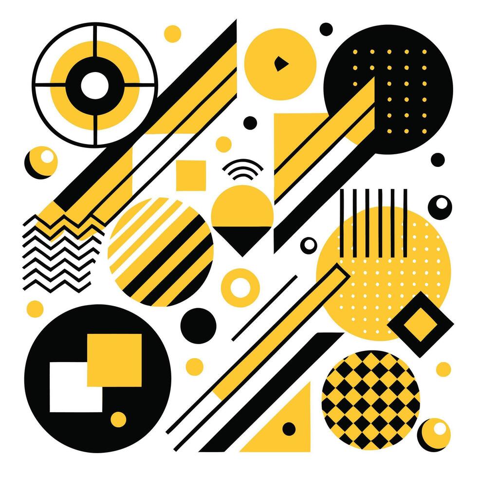 abstract geometric pattern with black and yellow colors vector