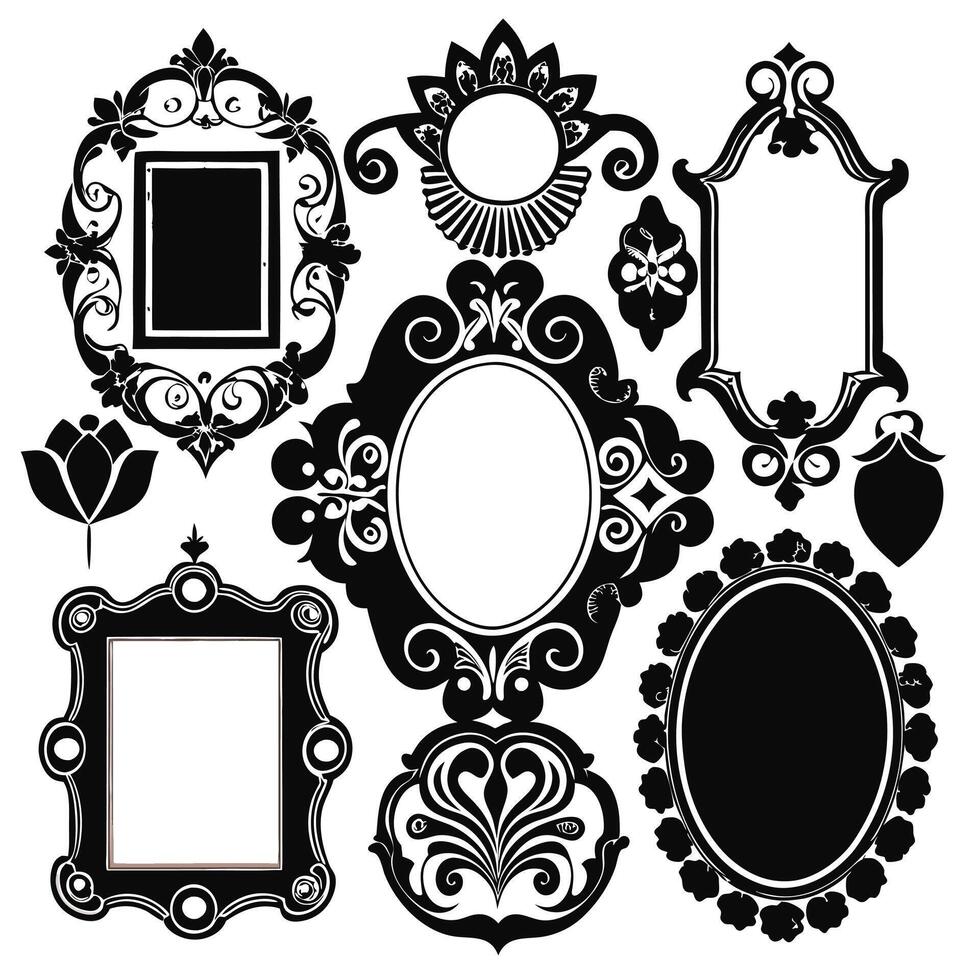 set of vintage frames and frames with floral designs vector