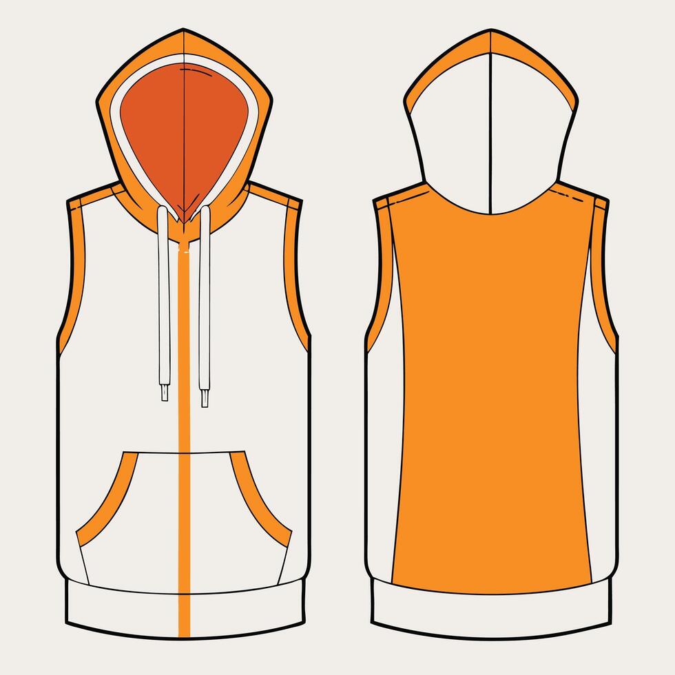 an orange and white vest with a hood vector