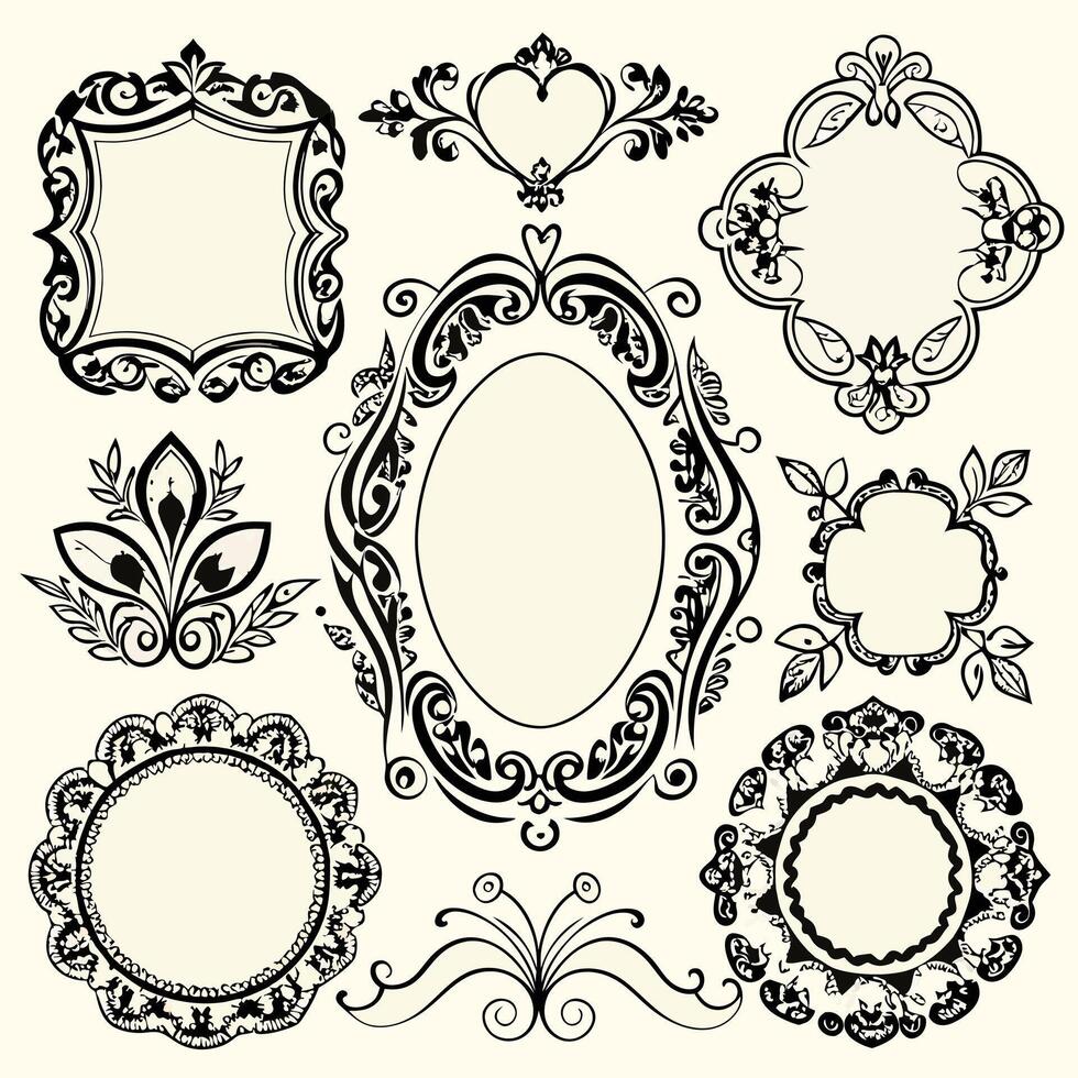 set of vintage frames and borders vector