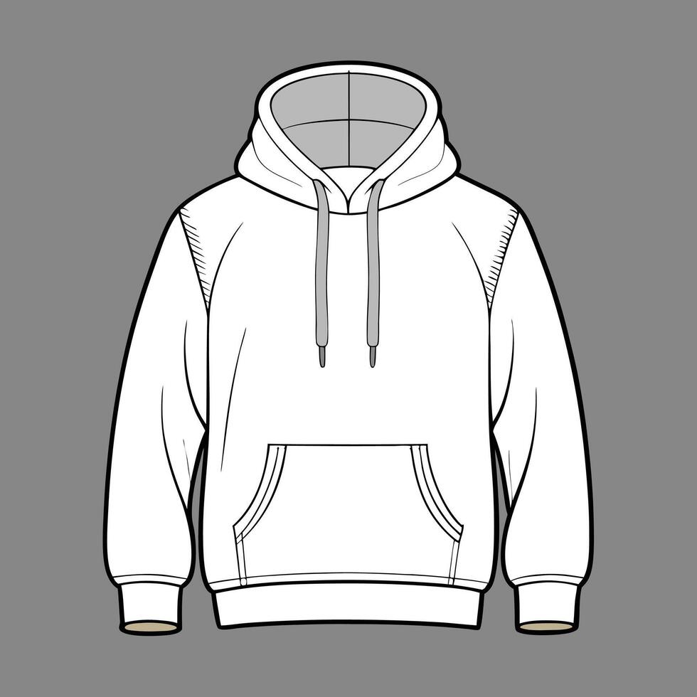 a white hoodie with a hood on it vector