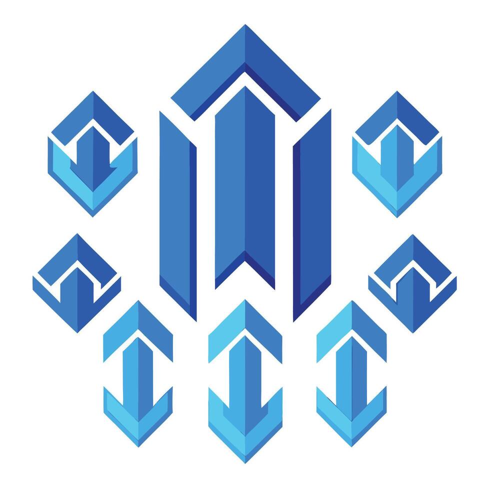 blue arrows and arrows in a circle vector