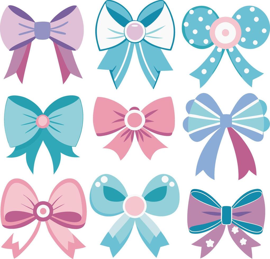 a set of different bows on a white background vector