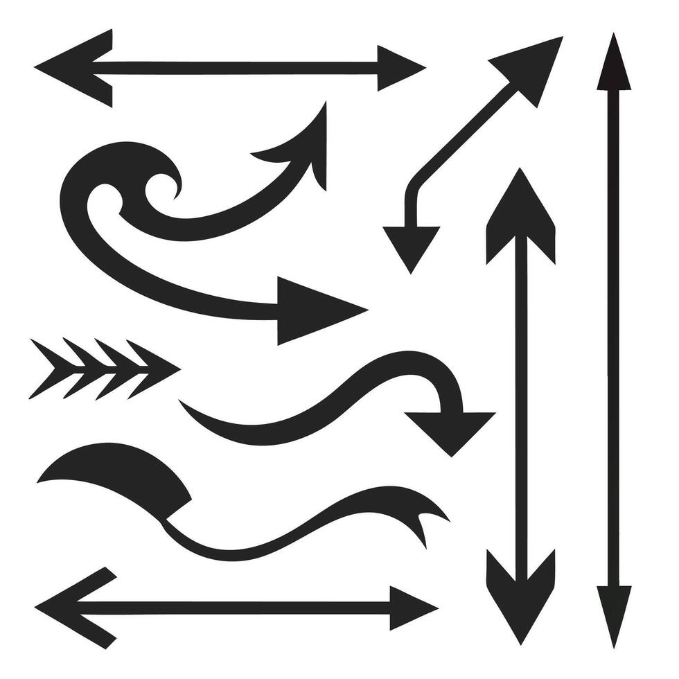 various arrows and arrows set on a white background vector