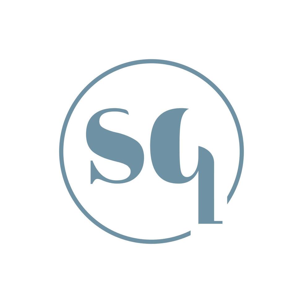 circle custom letter SQ logo on the letter modern style vector