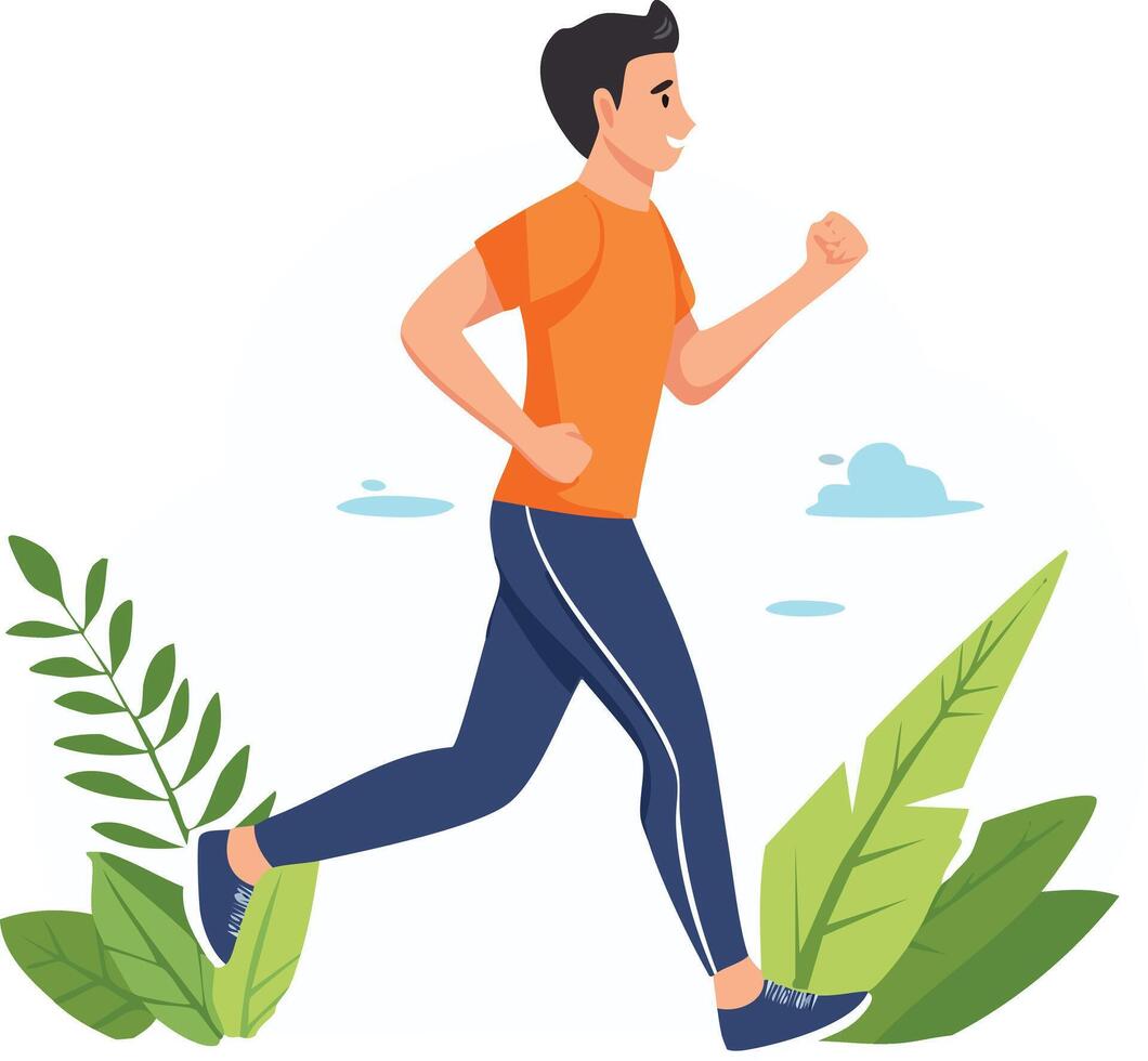 Athletic man jogging at park vector