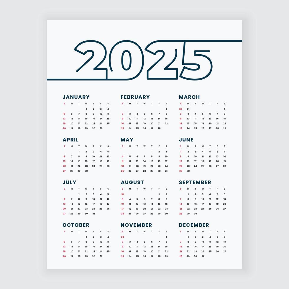 2025 monthly canvas calendar template vector