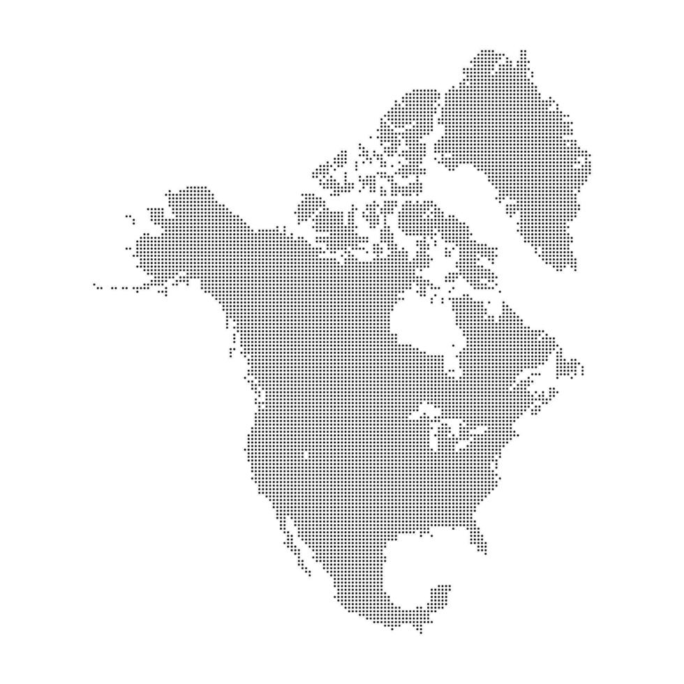 black halftone dotted north america map vector