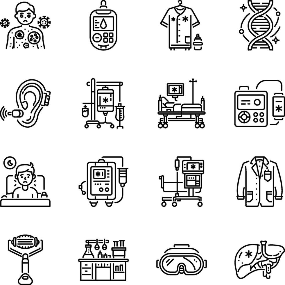 Set of Linear Style Medical Icons vector