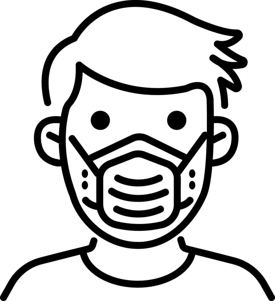 A line icon of a person wearing medical mask vector