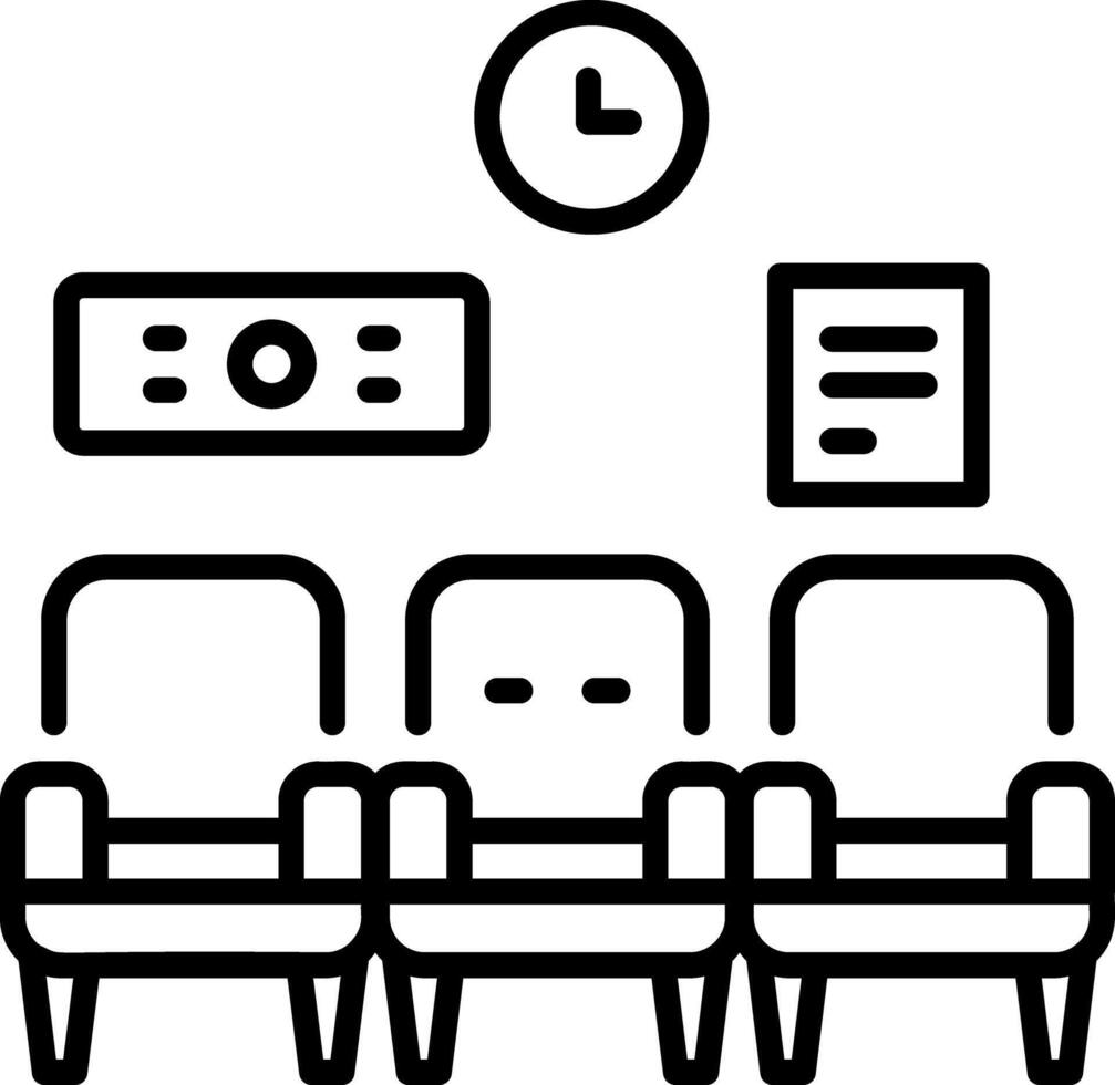 Hospital waiting area icon in linear style vector