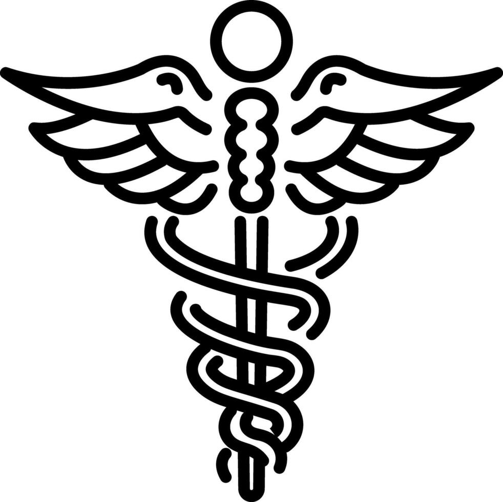 A linear icon of caduceus symbol vector