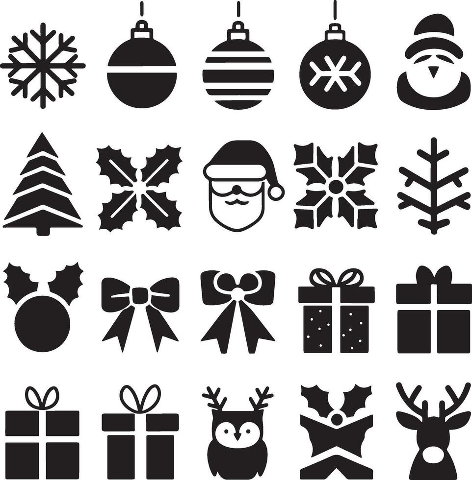 Snowy Holiday Icons vector