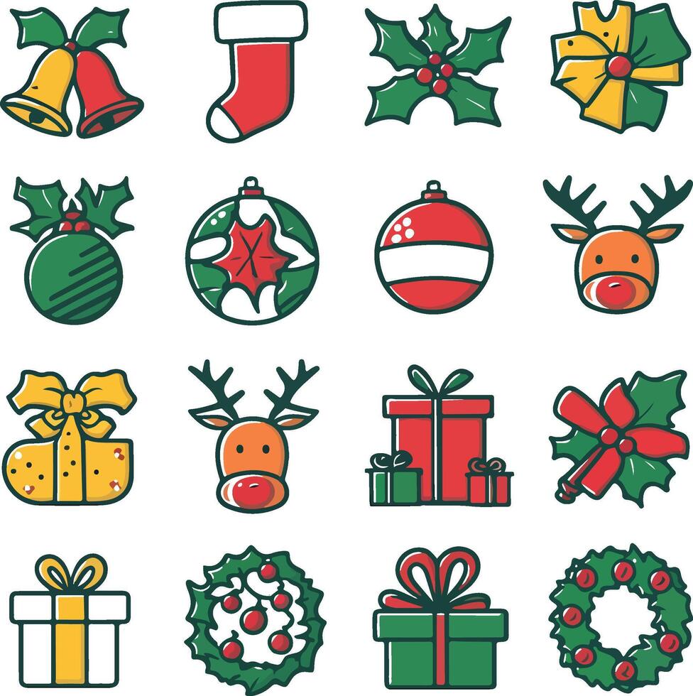 Frosty Holiday Icons vector