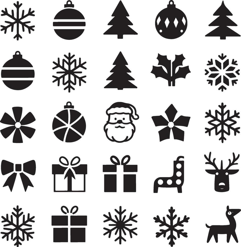 Frosty Christmas Icon Set vector
