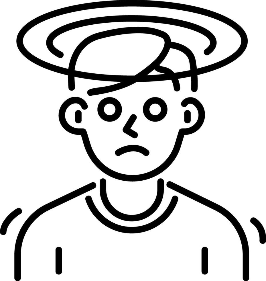 A line icon of a dizzy person vector